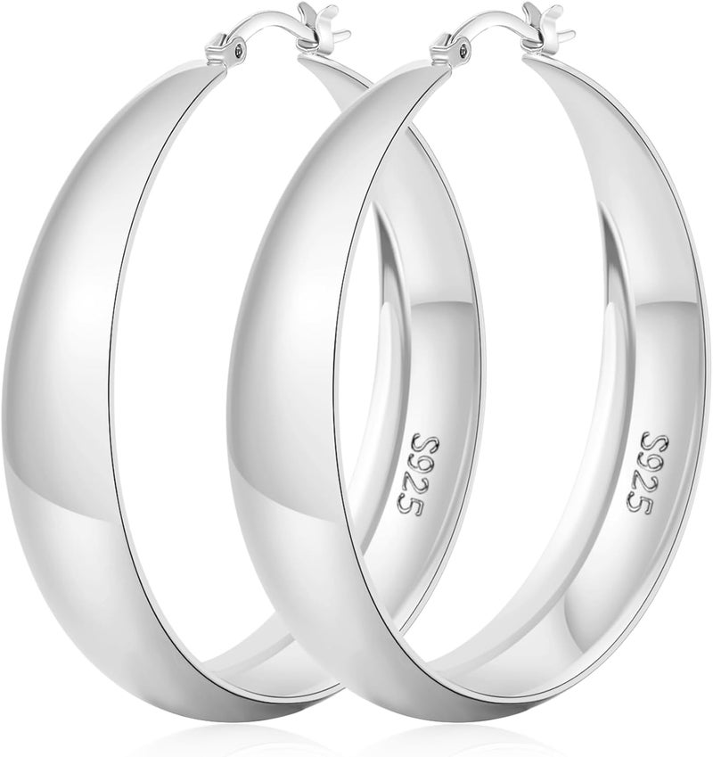 Senteria 12mm Wide Thick Hoop Earrings 925 Sterling Silver Hoop Earrings for Women Hypoallergenic 14K Real Gold Plated Hoops Large Earring Lightweight Chunky Hoops Earring for Women 25/30/40/50MM - Image 1